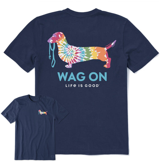 Men's Wag On Tie Dye Dachshund Short Sleeve Crusher Tee