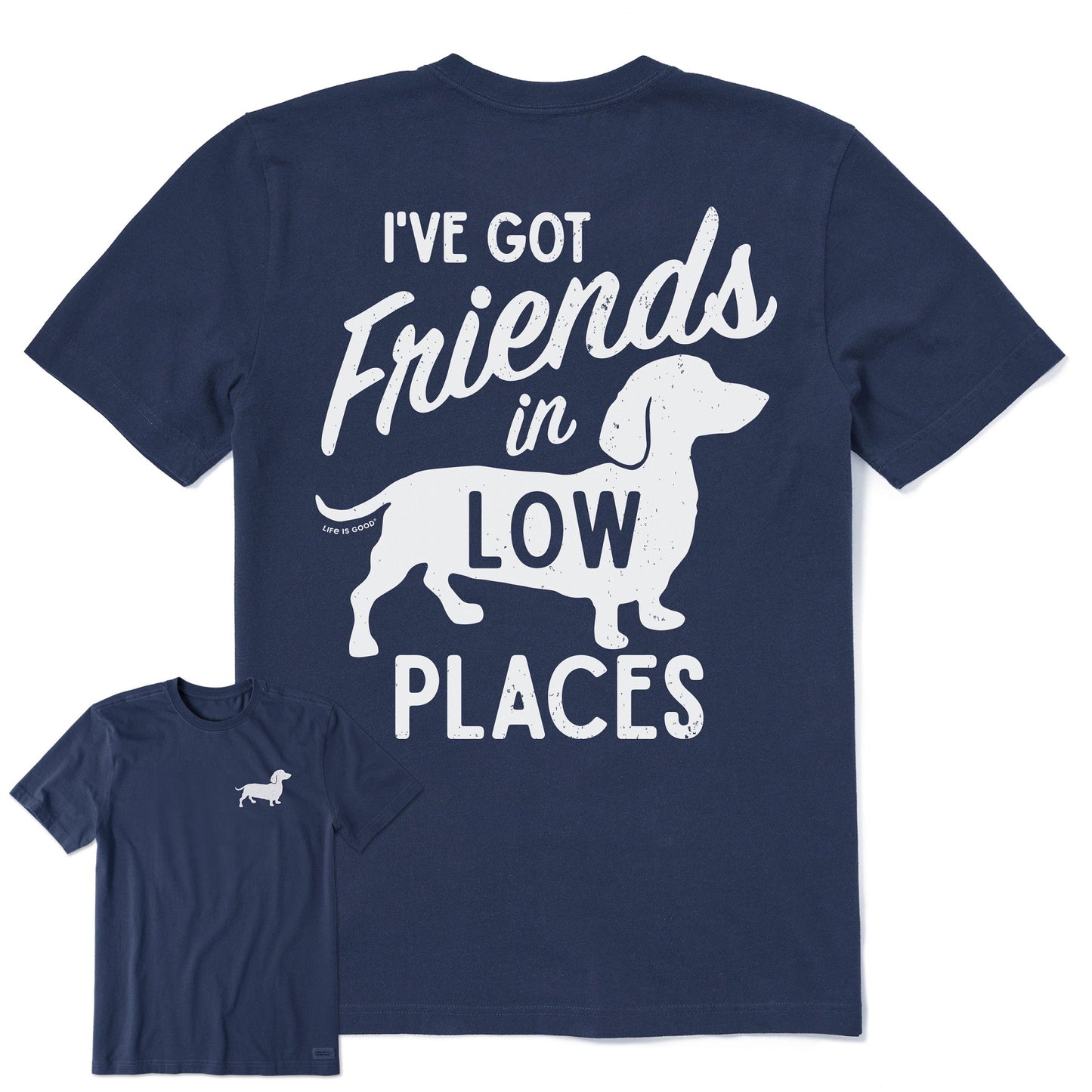 Men's Friends in Low Places Dachshund Short Sleeve Crusher Tee