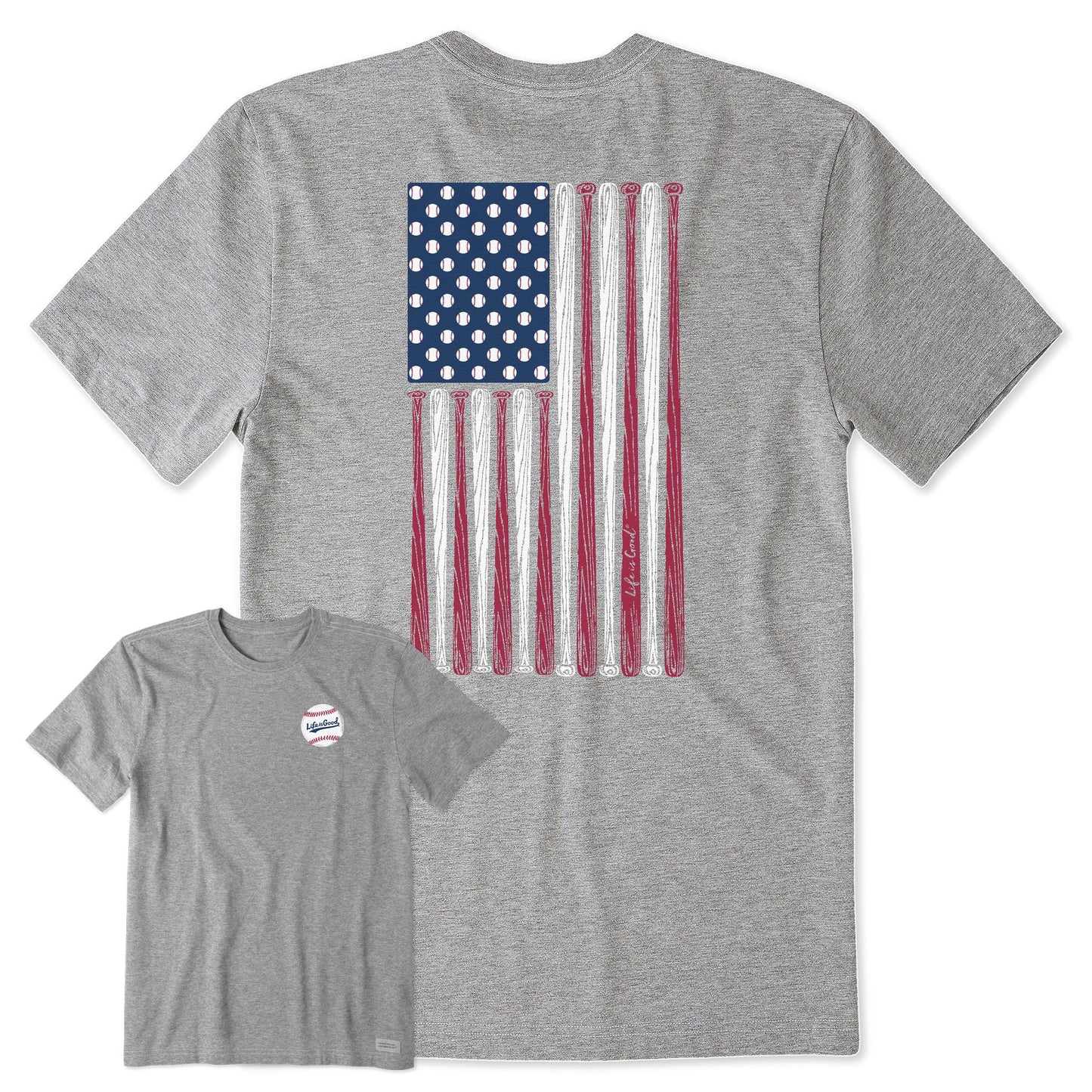 Men's Vertical USA Flag Baseball Short Sleeve Tee
