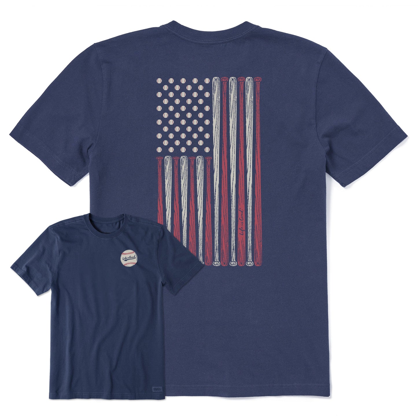 Men's Vertical USA Flag Baseball Short Sleeve Tee