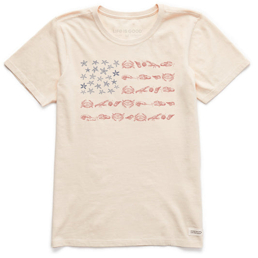 Women's Sea Life American Flag Short Sleeve Crusher Tee