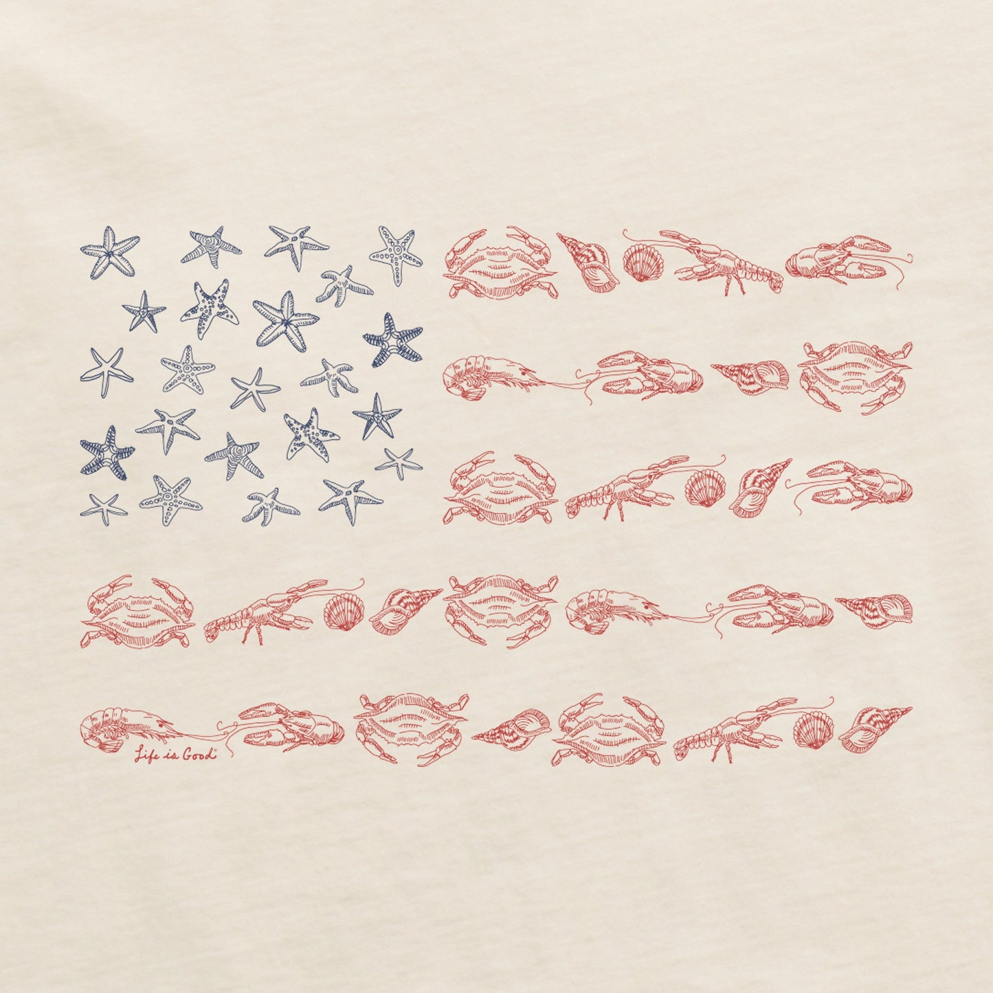 Women's Sea Life American Flag Short Sleeve Crusher Tee