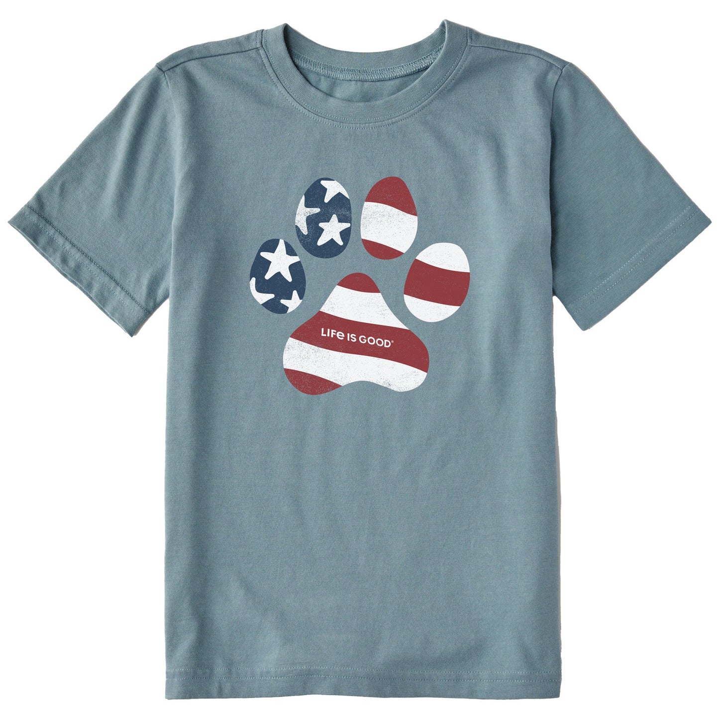 Kids US Flag Paw Short Sleeve Crusher Tee