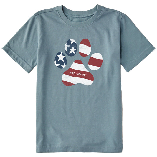 Kids US Flag Paw Short Sleeve Crusher Tee