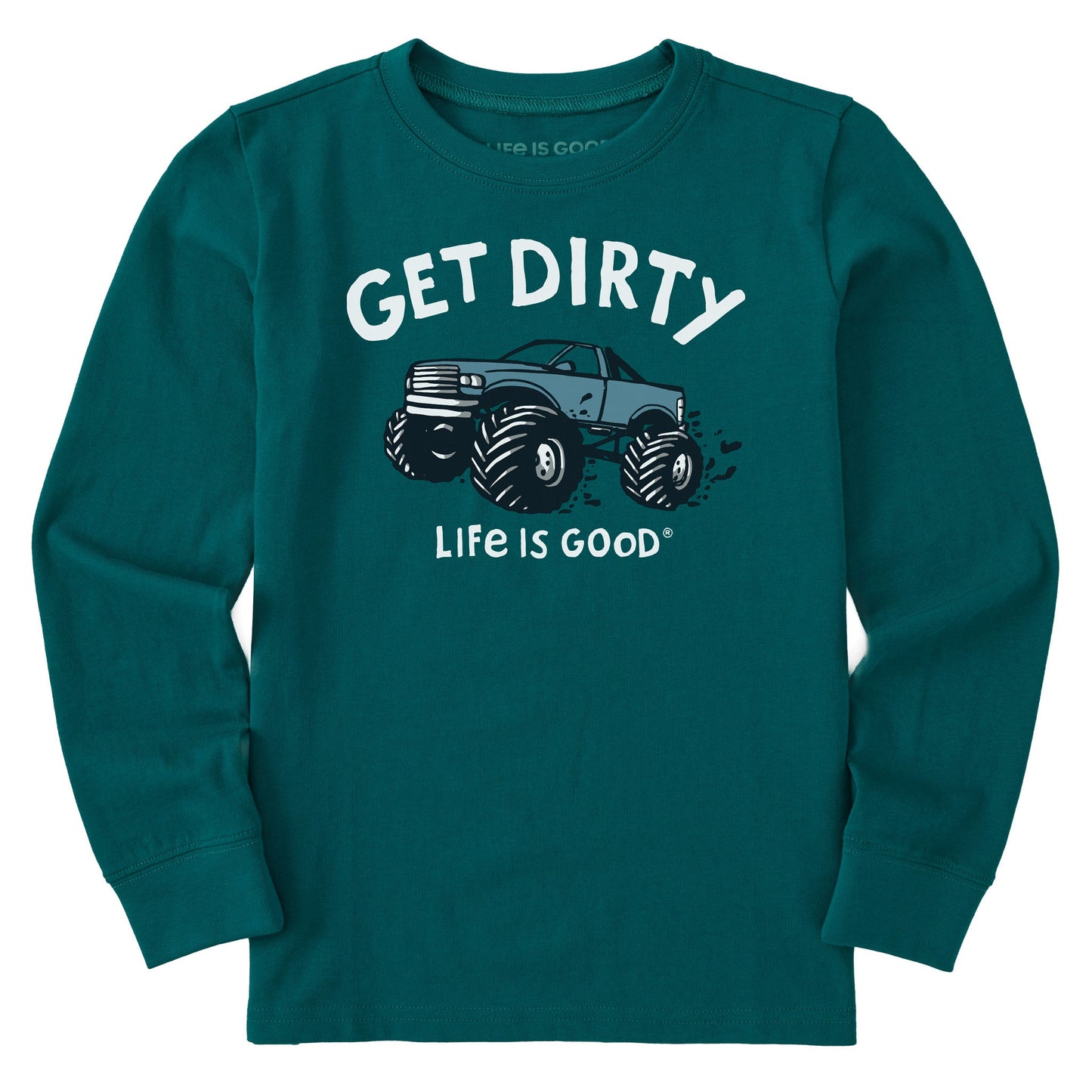 Kids Get Dirty Truck Long Sleeve Crusher Tee
