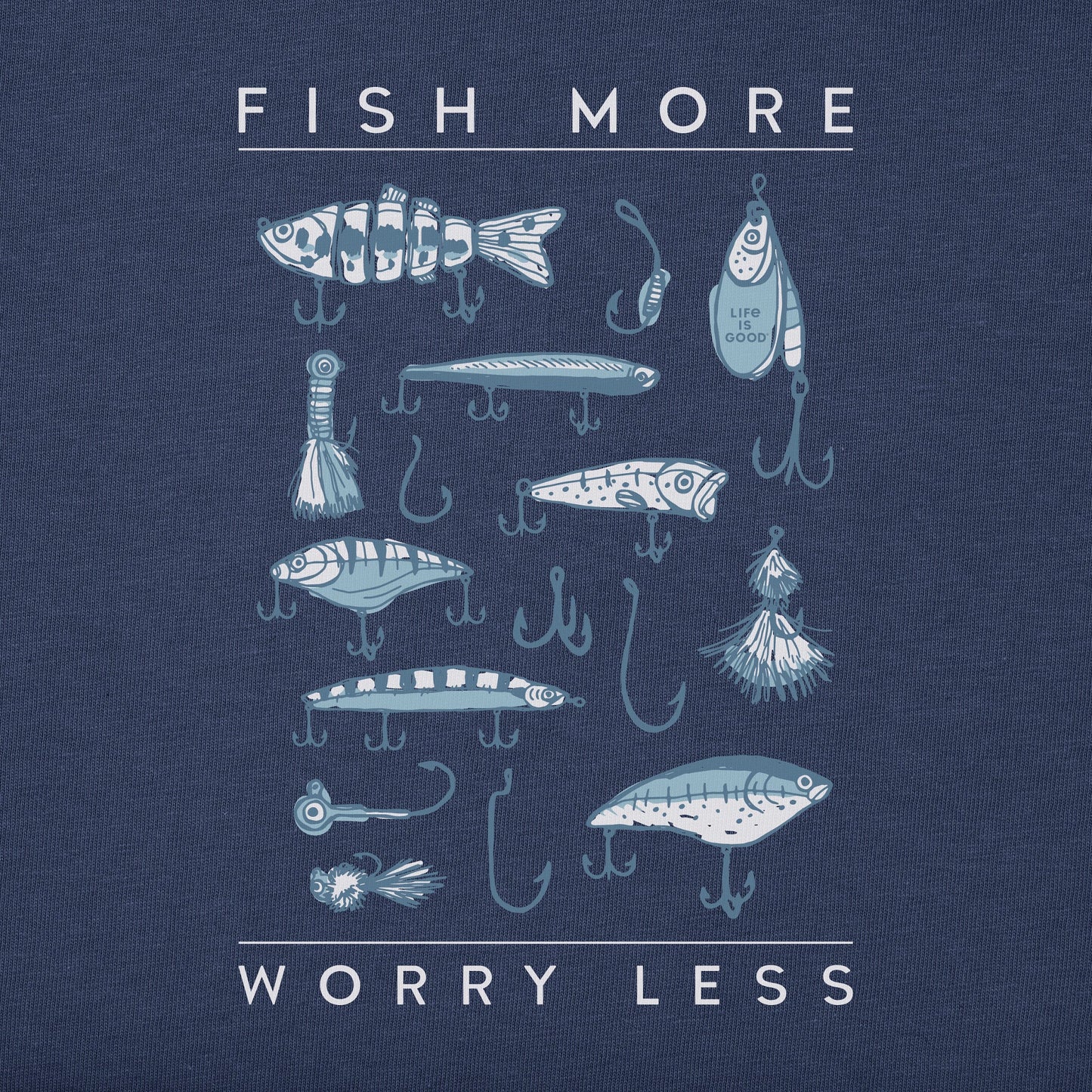 Men's Fish More Worry Less Hooks and Tackle Short Sleeve Tee