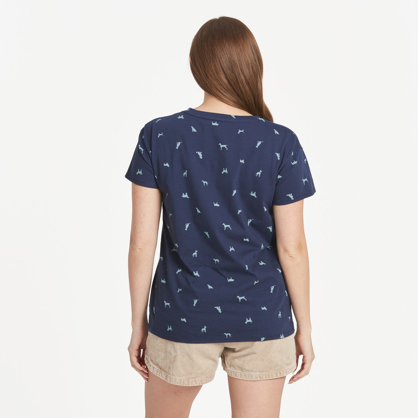 Women's Dog Ditsy Pattern Allover Print Short Sleeve Vee