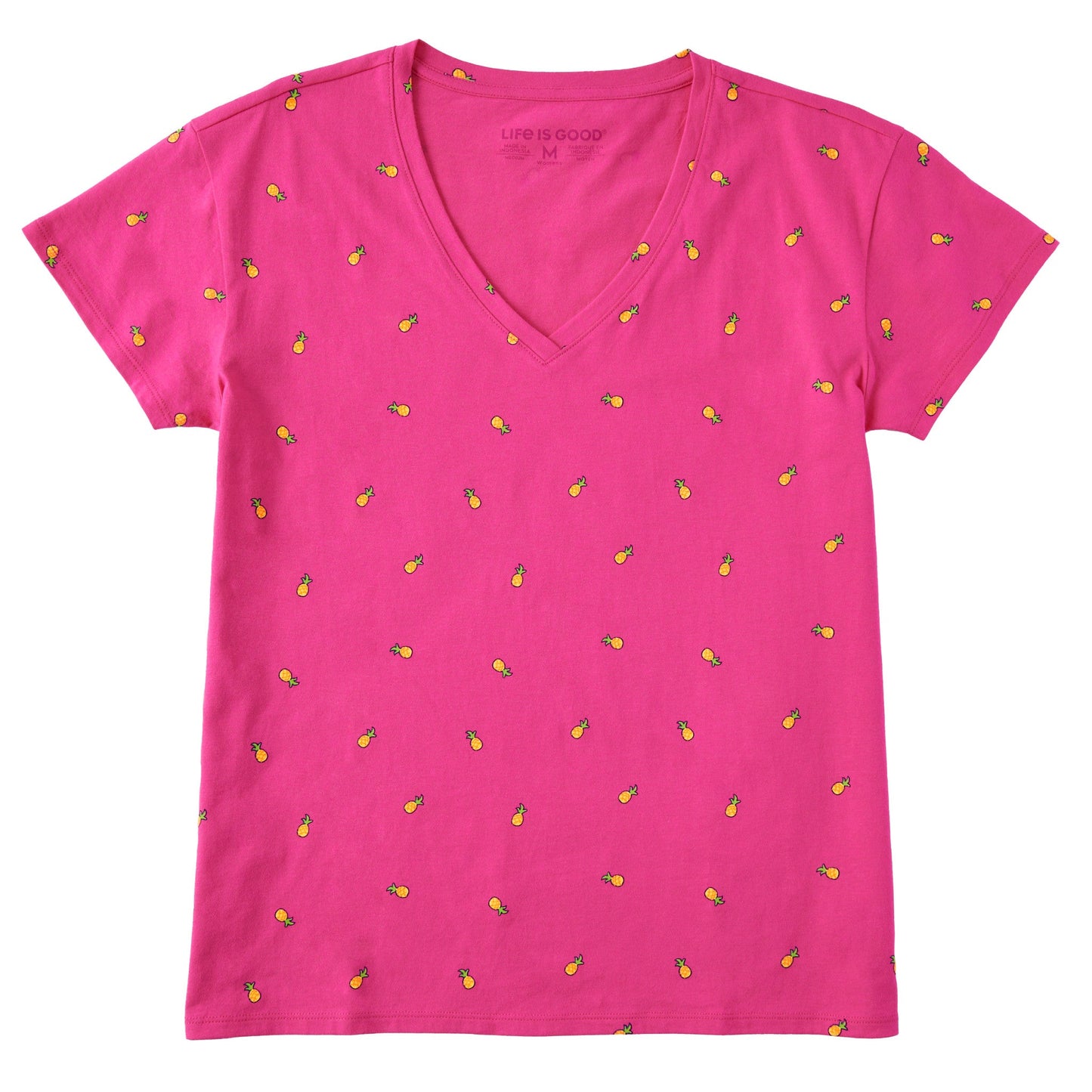 Women's Pineapple Ditsy Pattern Allover Print Short Sleeve Vee
