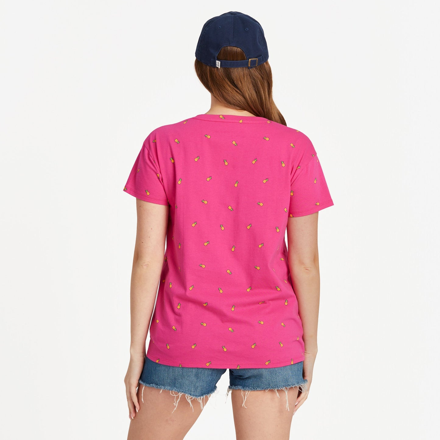 Women's Pineapple Ditsy Pattern Allover Print Short Sleeve Vee