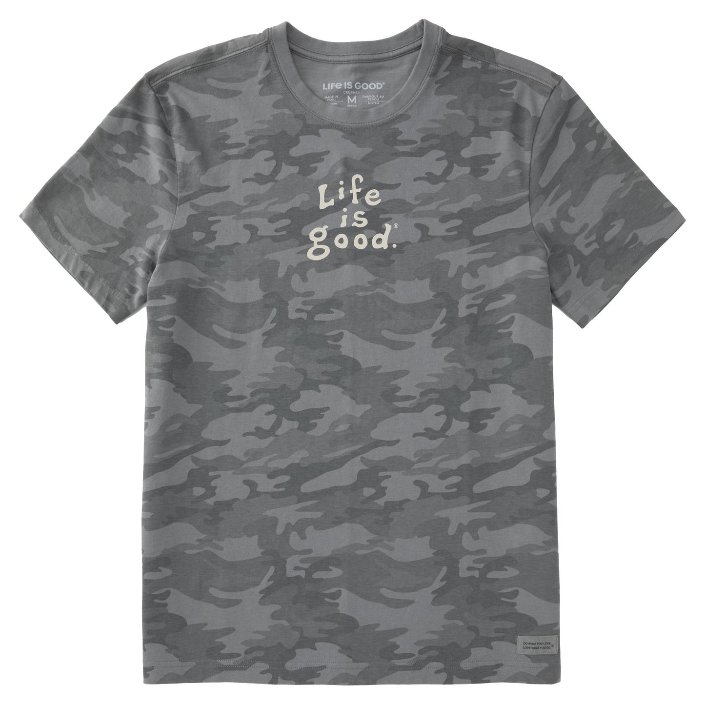 Men's LIG Vintage Wordmark Stacked Short Sleeve Allover Printed Crusher Tee