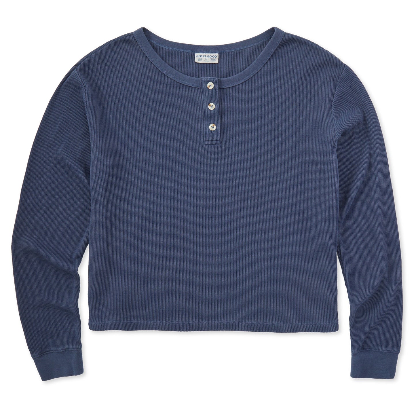 Women's Solid Thermal Boxy Henley