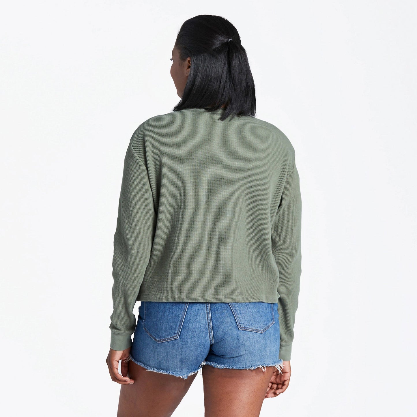 Women's Solid Thermal Boxy Henley