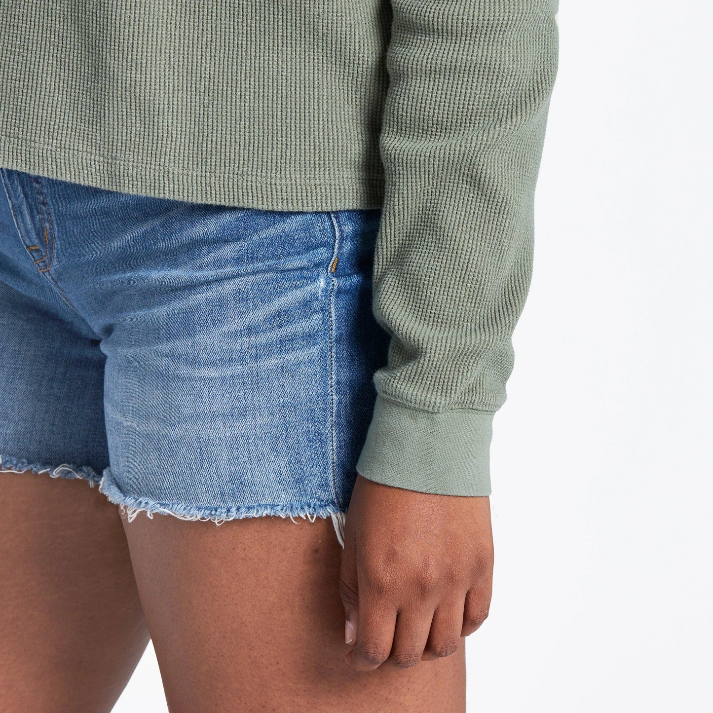 Women's Solid Thermal Boxy Henley