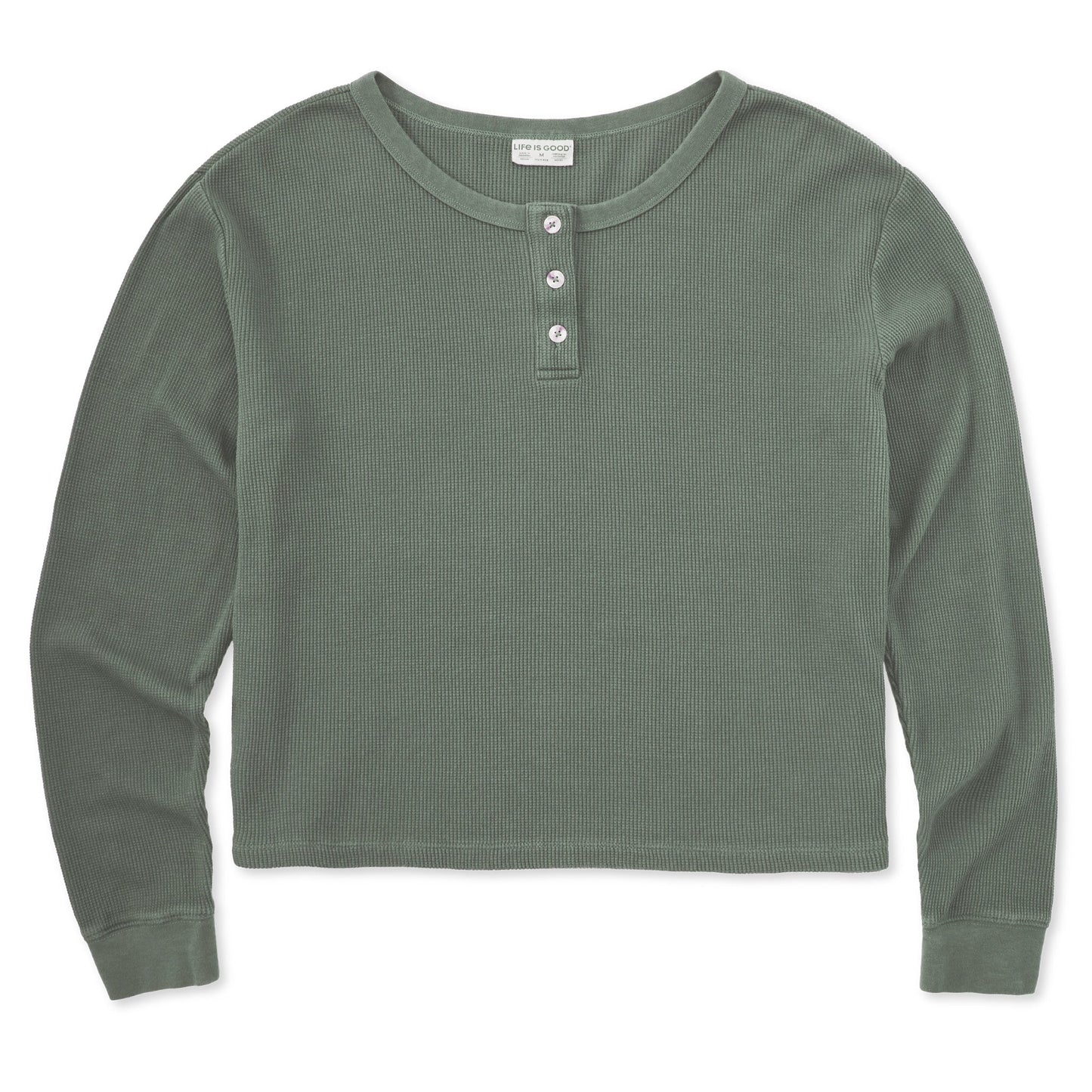 Women's Solid Thermal Boxy Henley