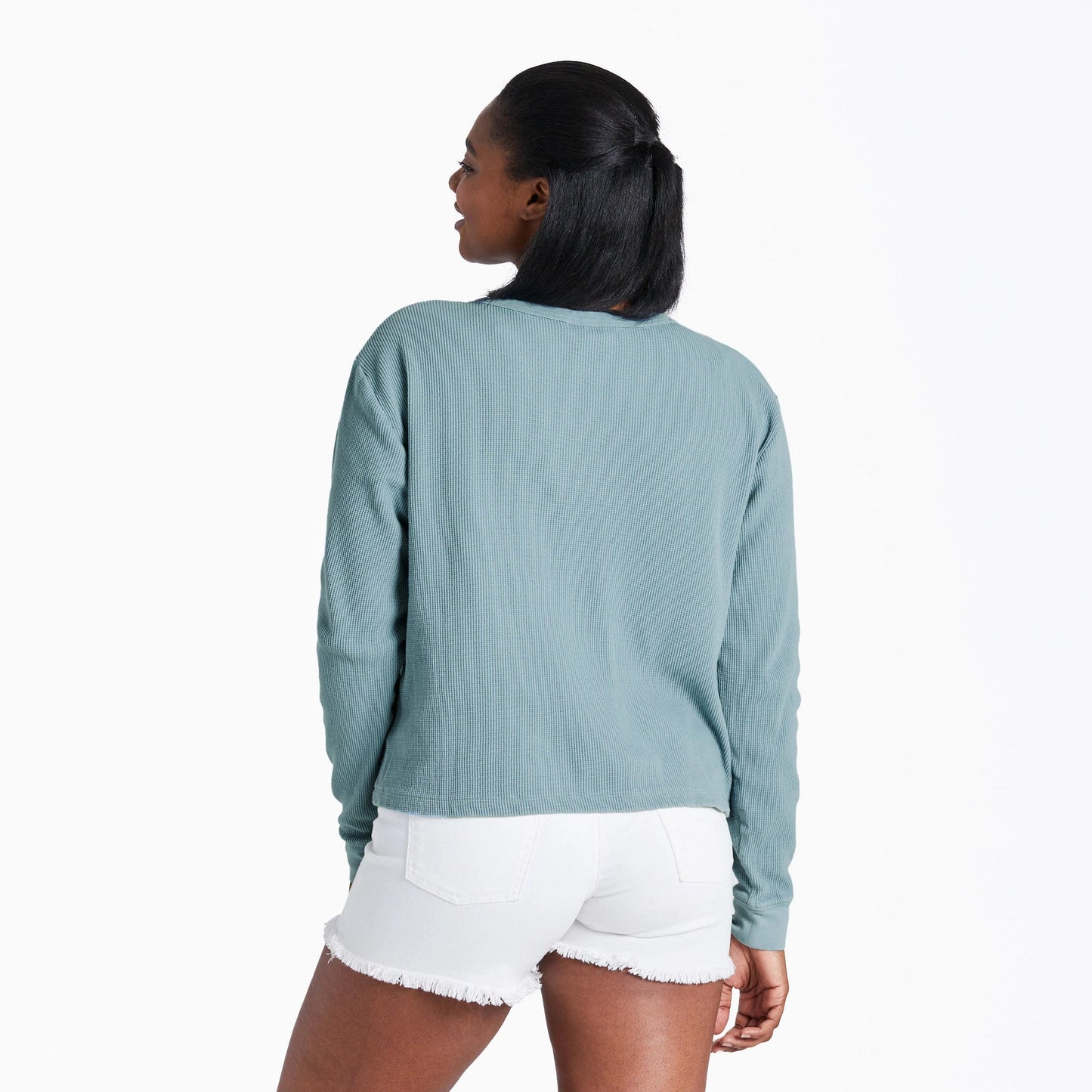 Women's Solid Thermal Boxy Henley
