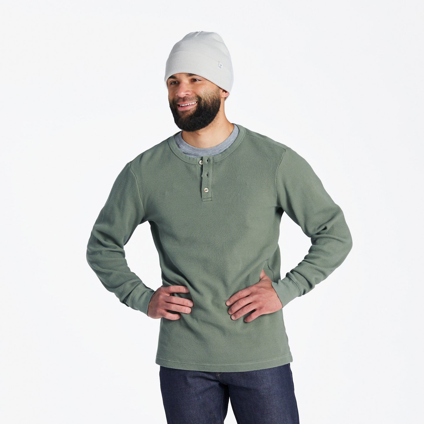 Men's Solid Thermal Henley