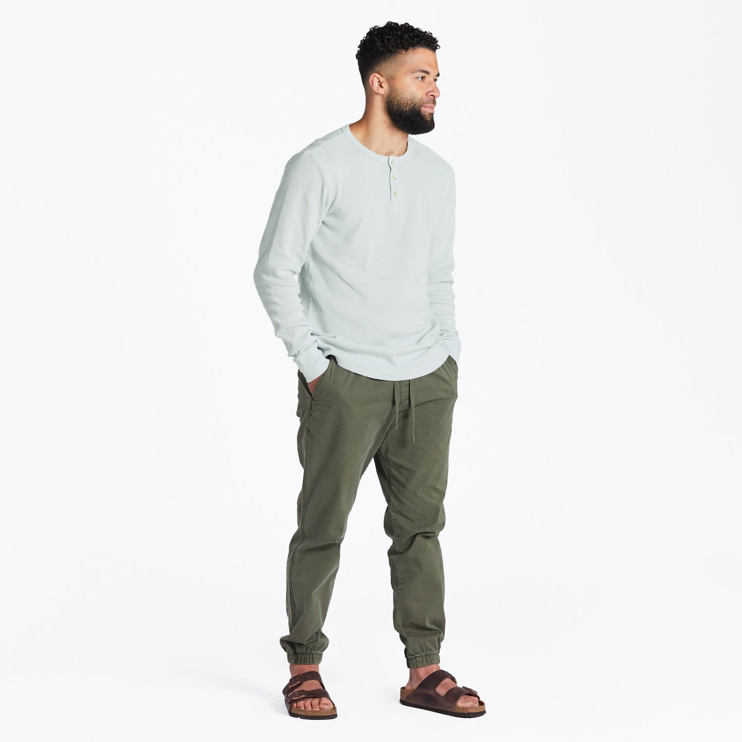 Men's Solid Thermal Henley