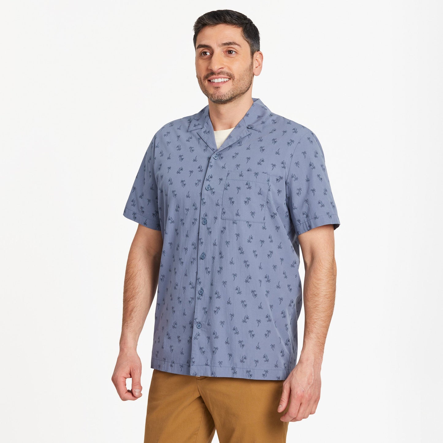 Men's Simple Palm Pattern Camp Shirt