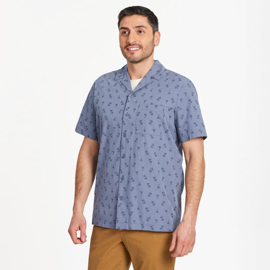 Men's Simple Palm Pattern Camp Shirt
