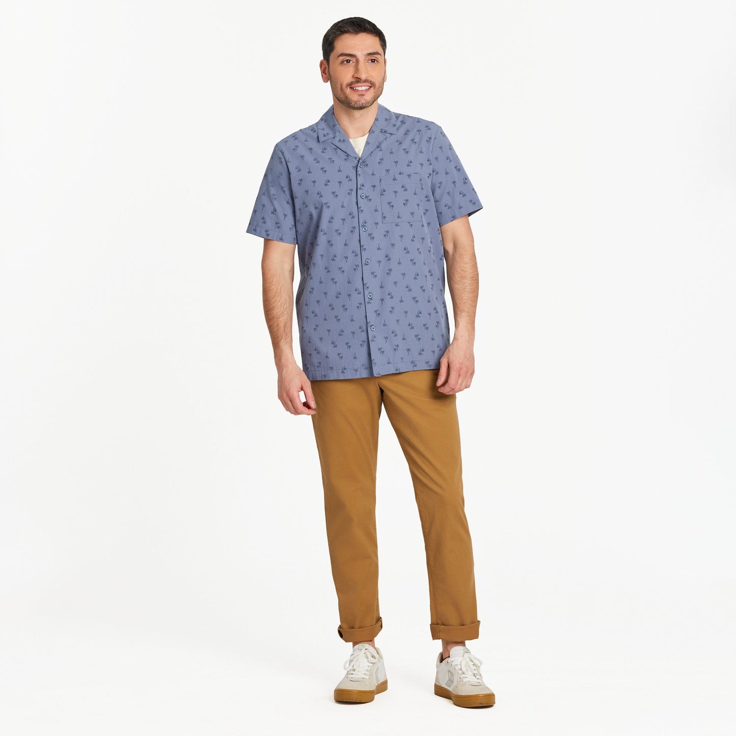 Men's Simple Palm Pattern Camp Shirt