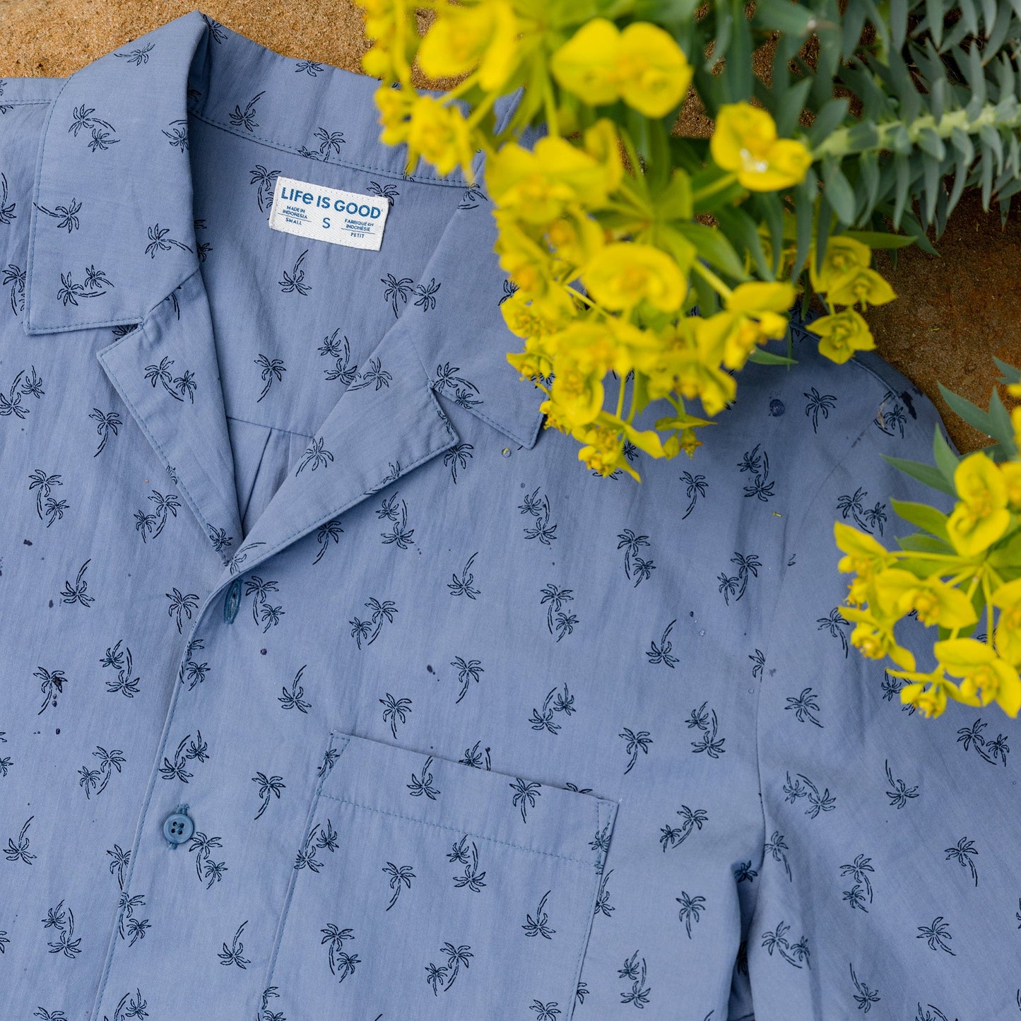 Men's Simple Palm Pattern Camp Shirt
