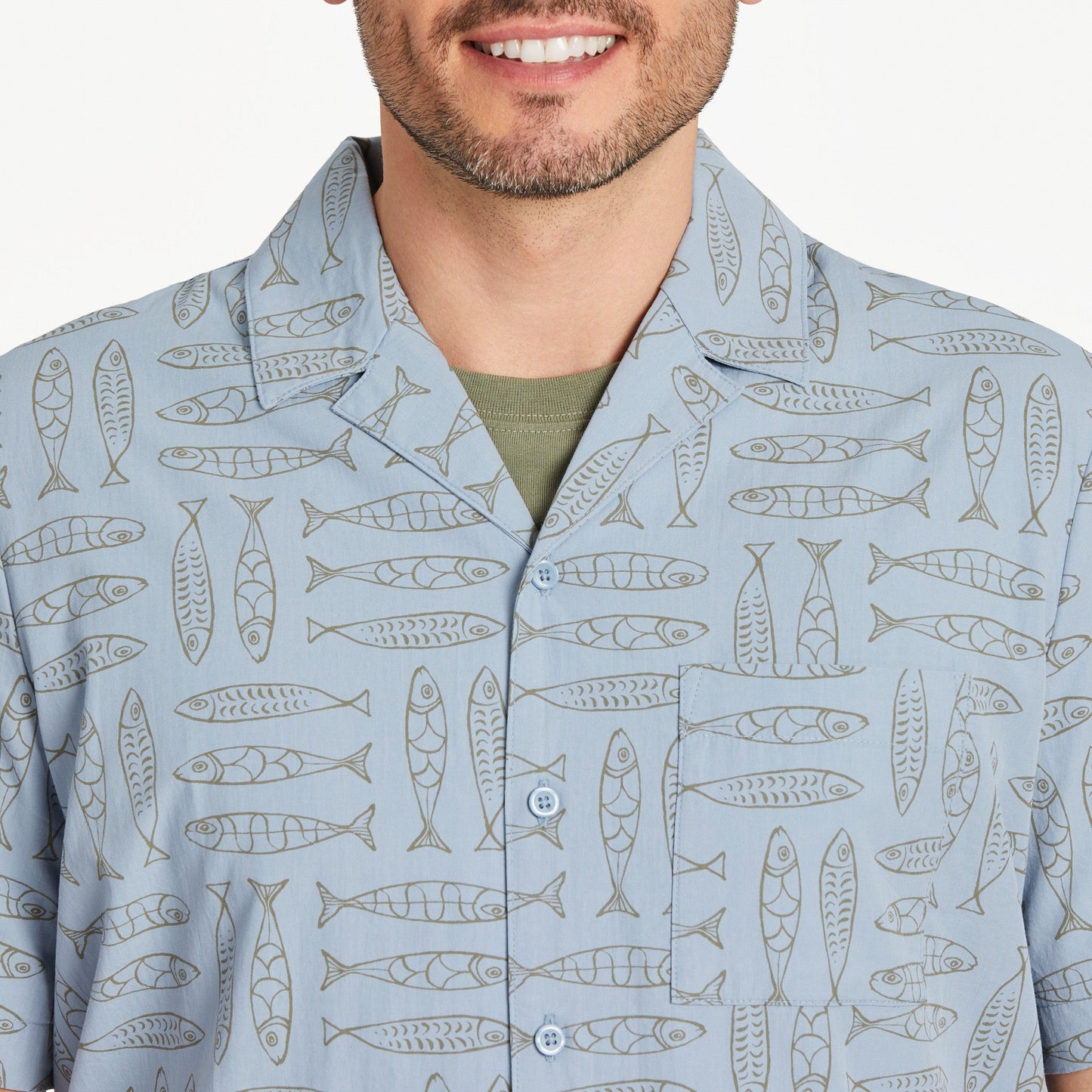 Men's Fish Pattern Camp Shirt