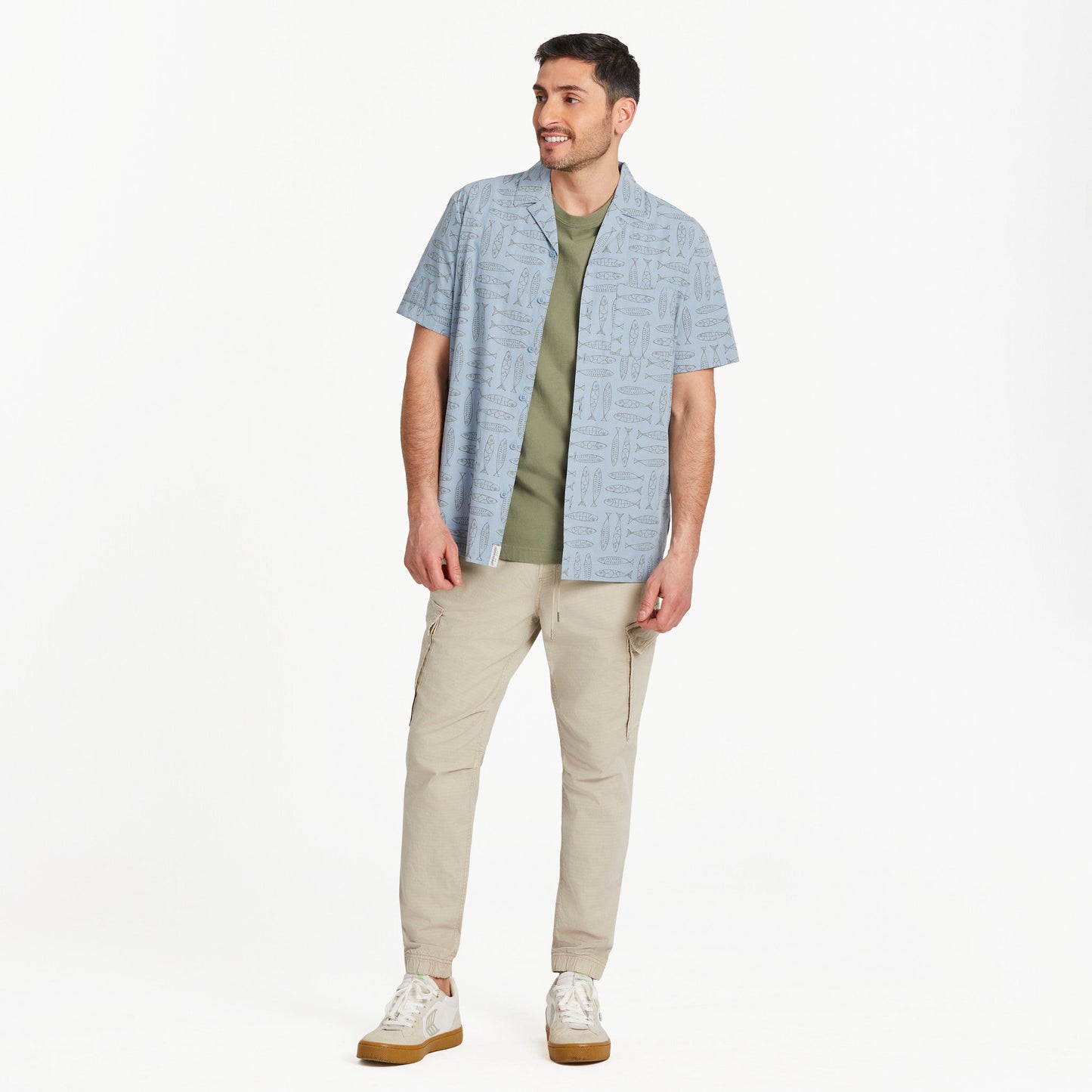 Men's Fish Pattern Camp Shirt