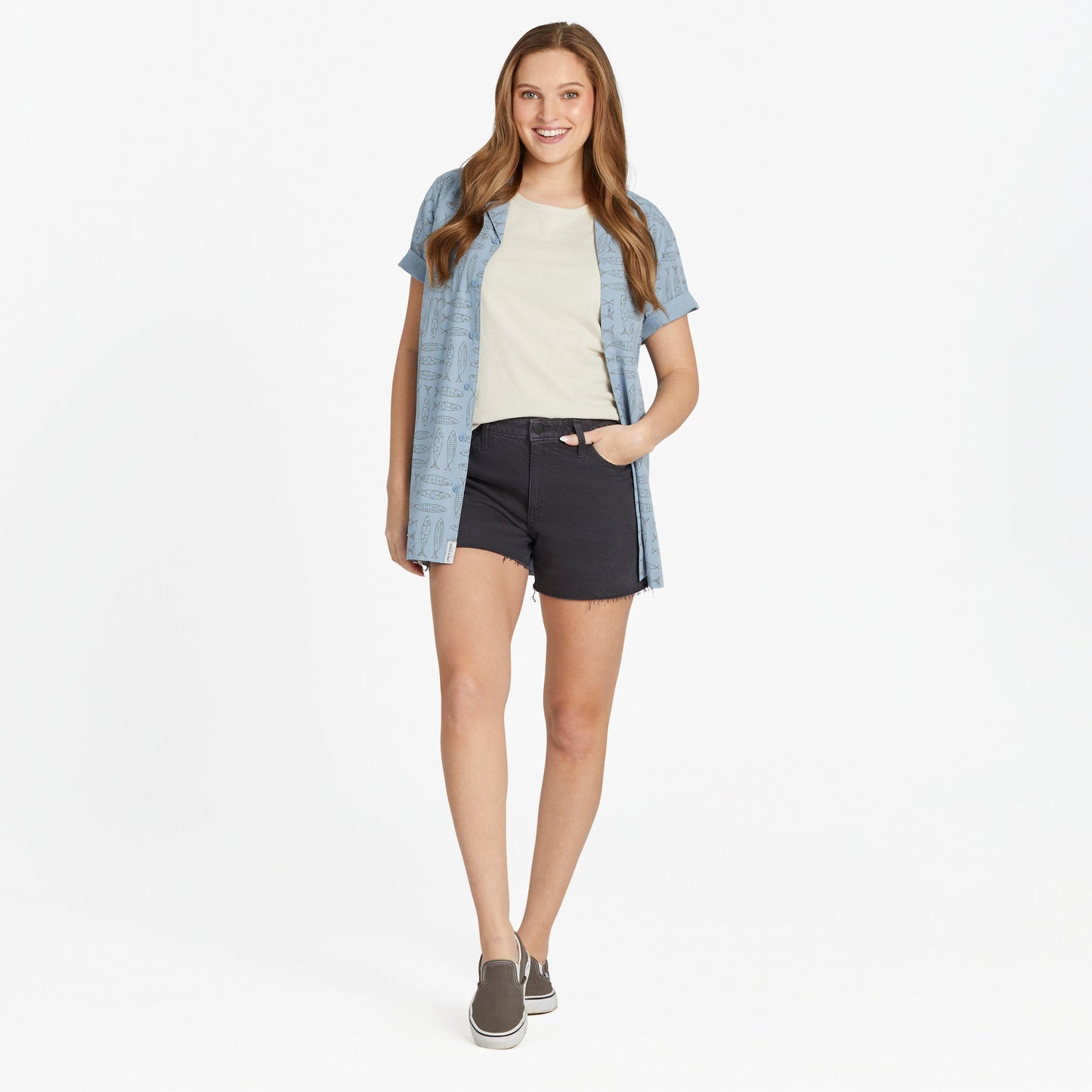 Men's Fish Pattern Camp Shirt