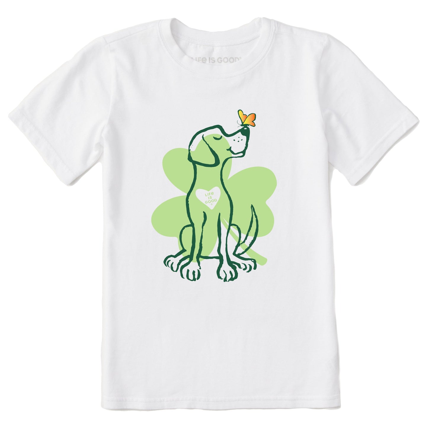 Kids Irish Spring Clover Dog Short Sleeve Crusher Tee