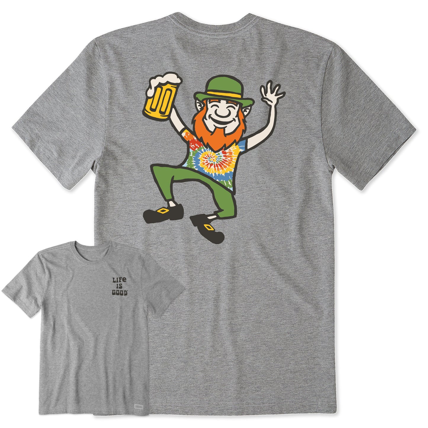 Men's Dancing Tie Dye Leprechaun Short Sleeve Crusher Tee