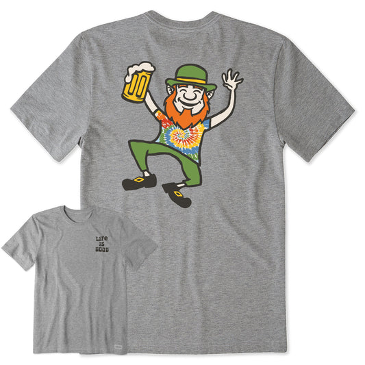 Men's Dancing Tie Dye Leprechaun Short Sleeve Crusher Tee