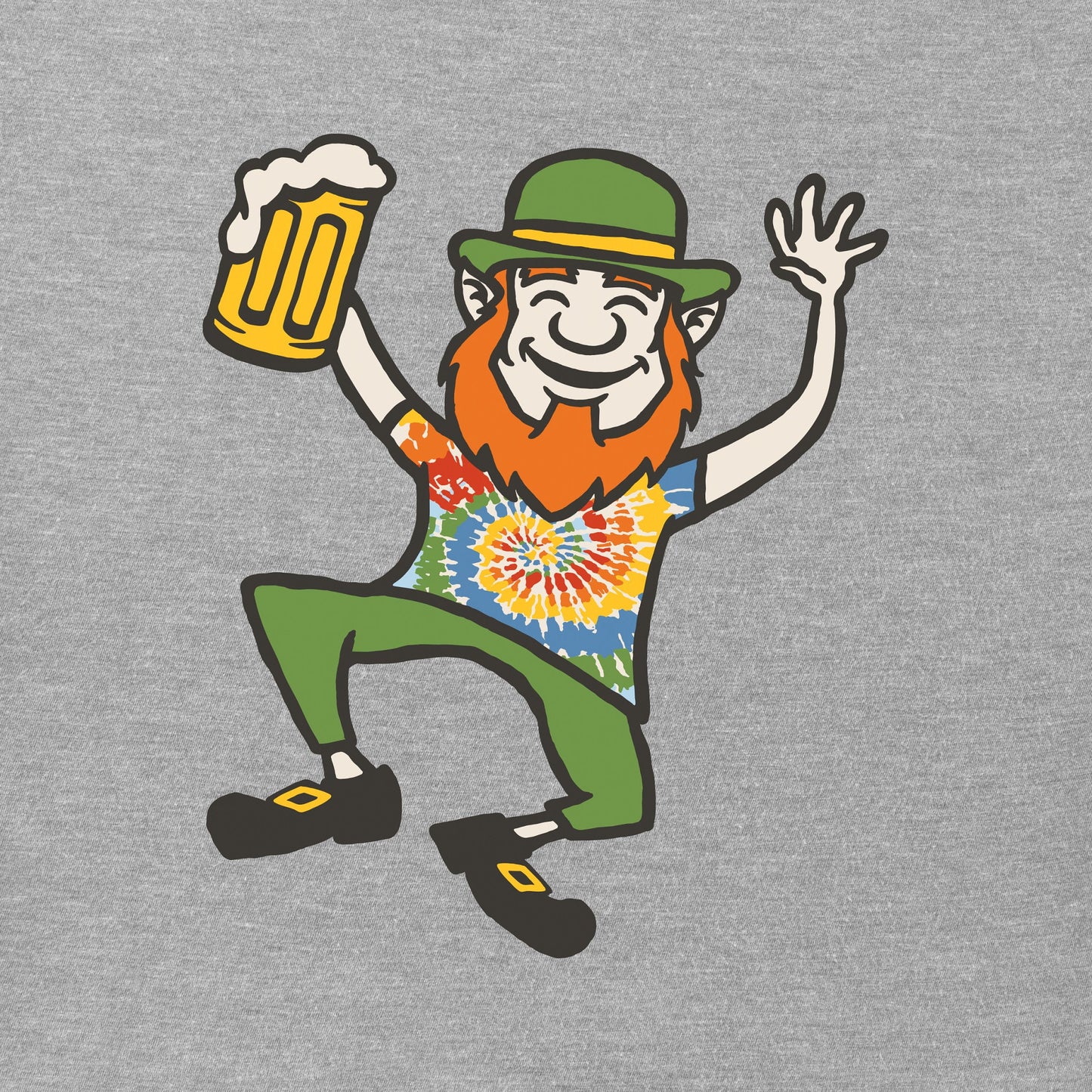 Men's Dancing Tie Dye Leprechaun Short Sleeve Crusher Tee