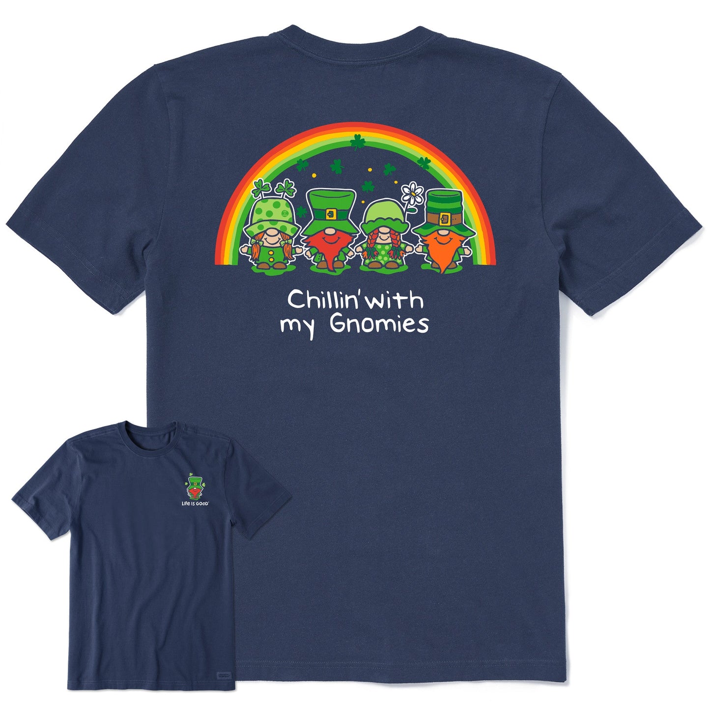 Men's Leprechaun Rainbow Chillin' Gnomes Short Sleeve Crusher Tee