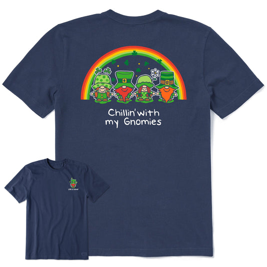 Men's Leprechaun Rainbow Chillin' Gnomes Short Sleeve Crusher Tee