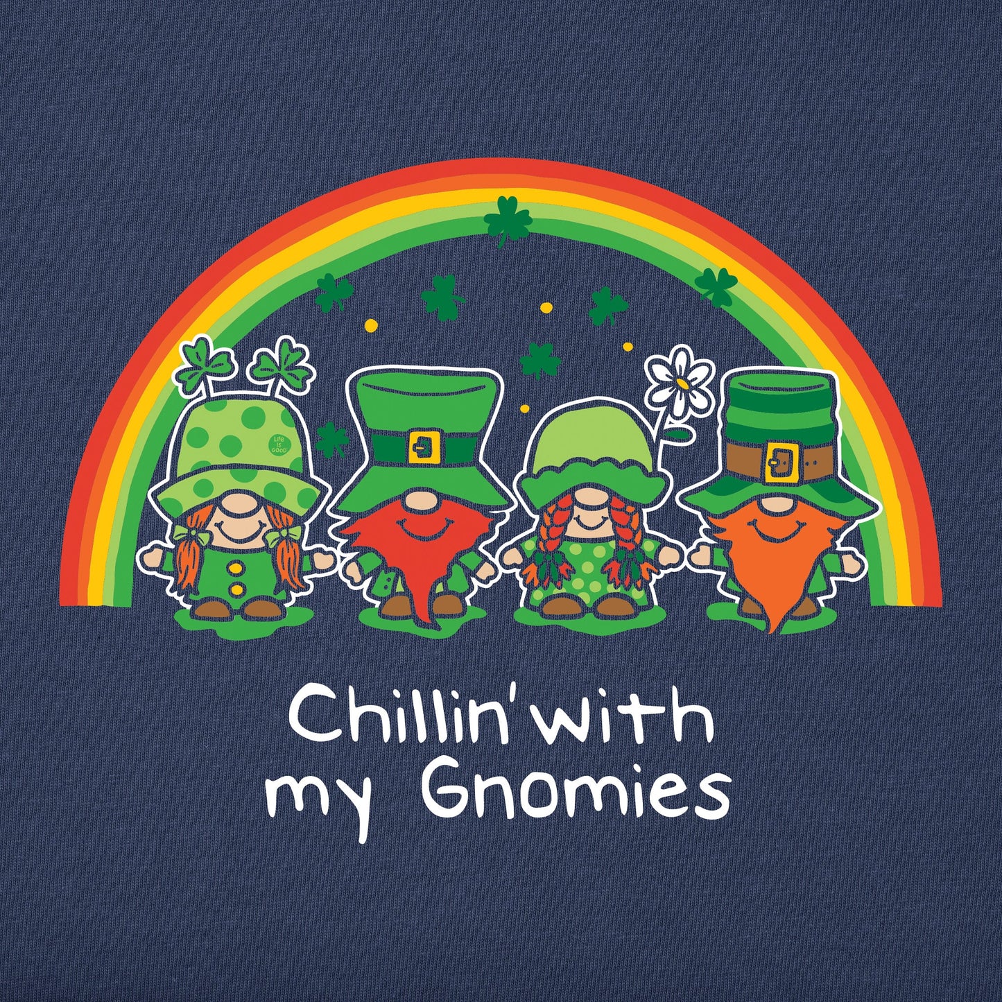 Men's Leprechaun Rainbow Chillin' Gnomes Short Sleeve Crusher Tee
