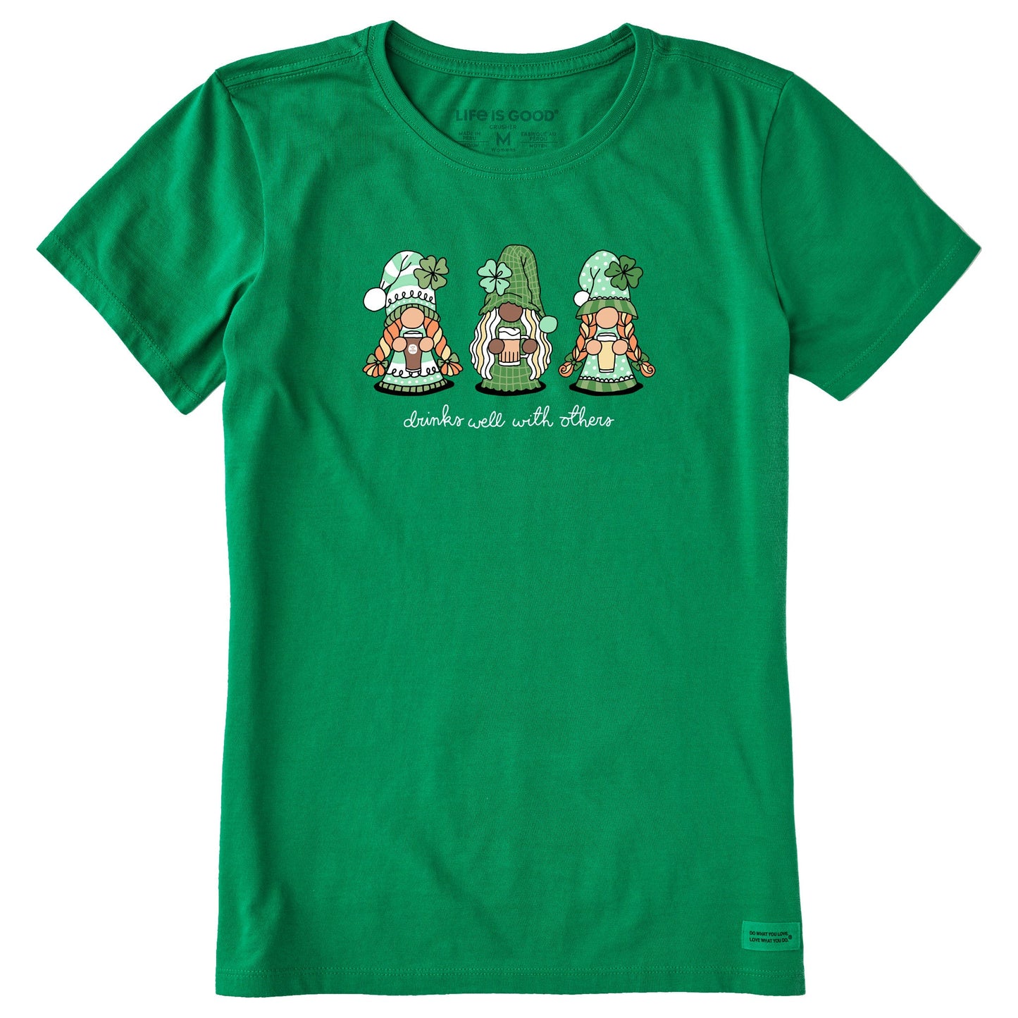 Women's Gnomes Drinks Well With Others Short Sleeve Crusher Tee