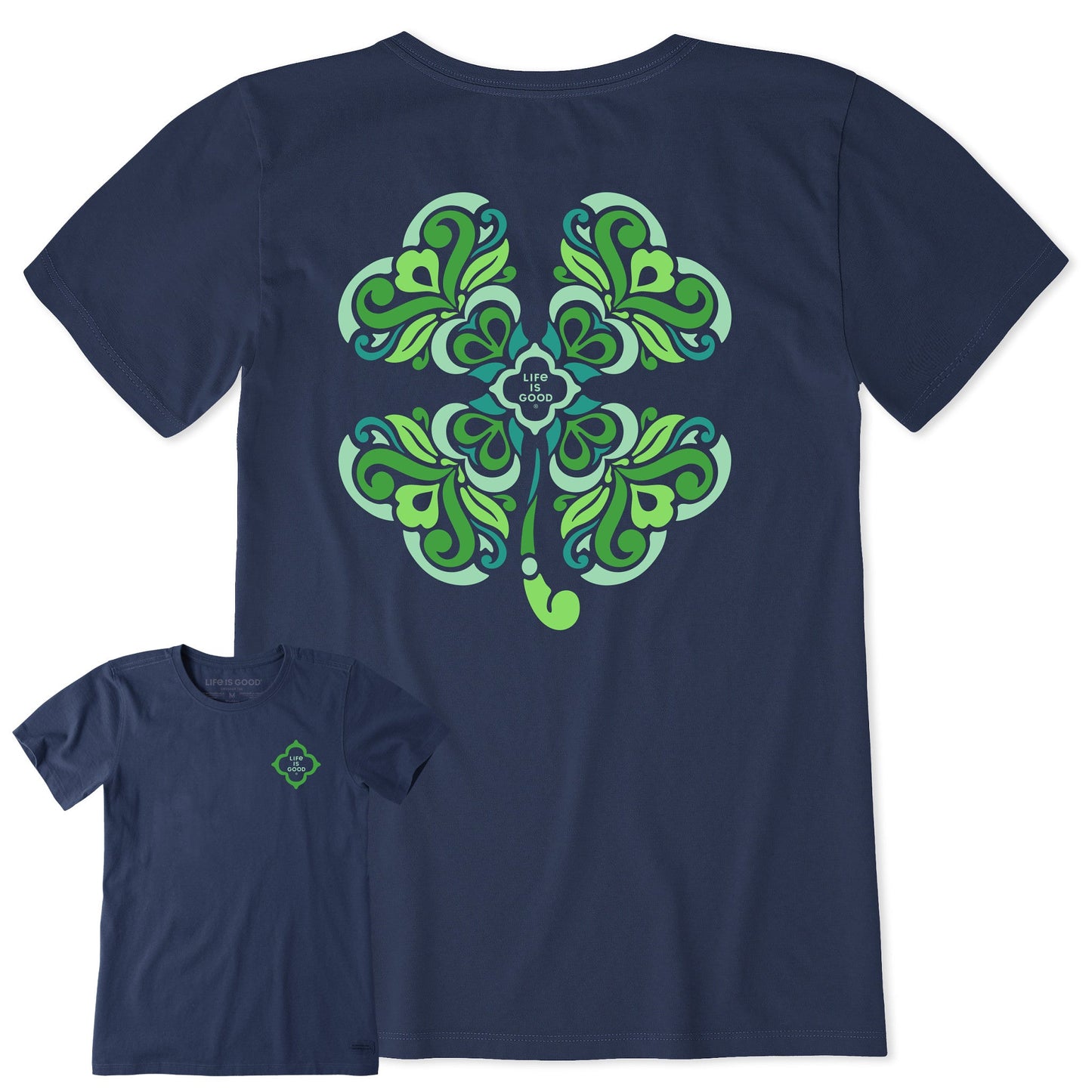 Women's 4 Leaf Clover Swirl Short Sleeve Crusher Tee