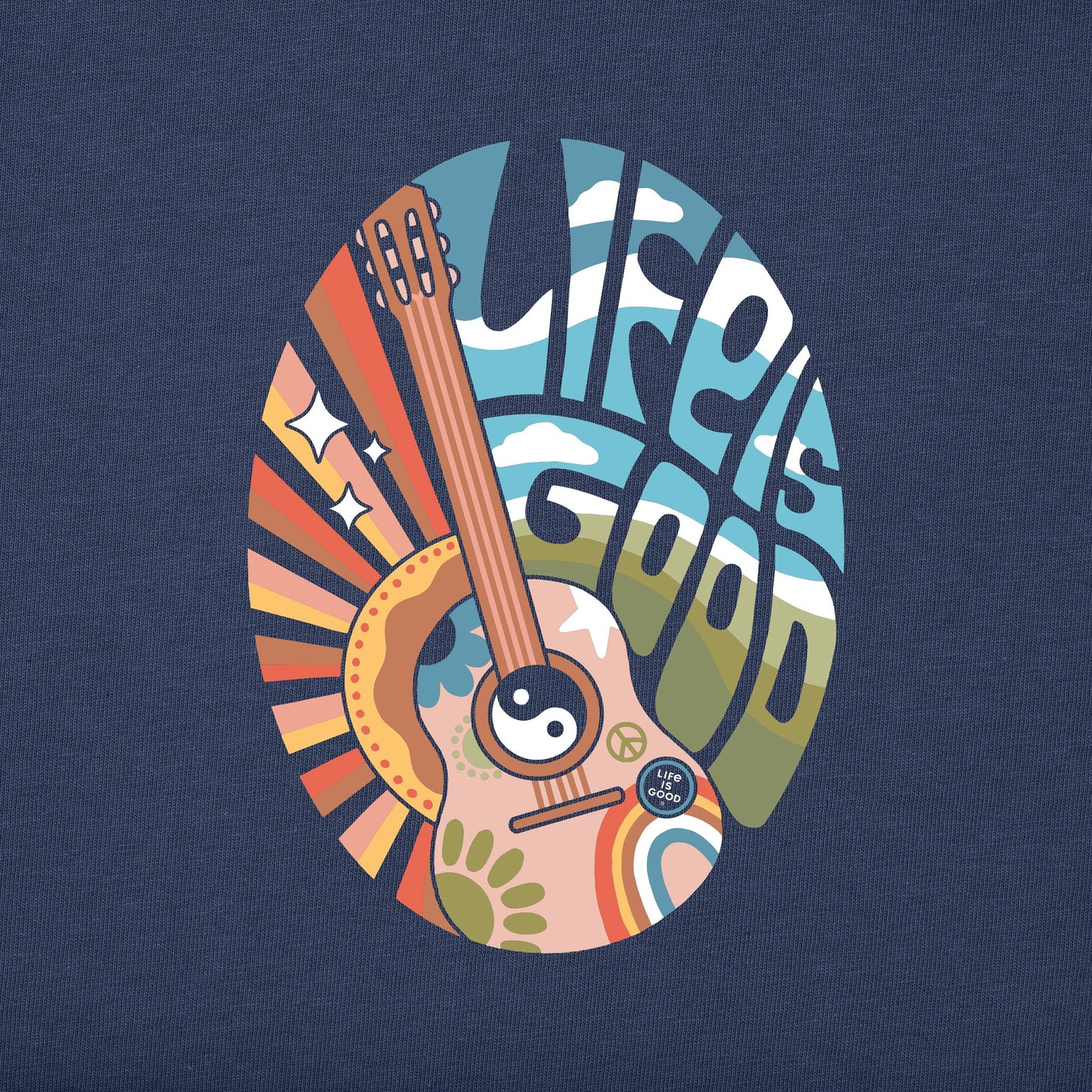 Men's Hippie Oval Guitar Short Sleeve Tee
