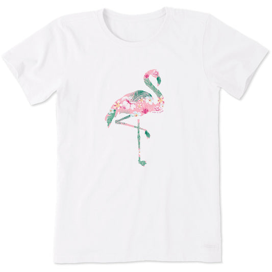 Women's Flamingo Flowers Short Sleeve Tee