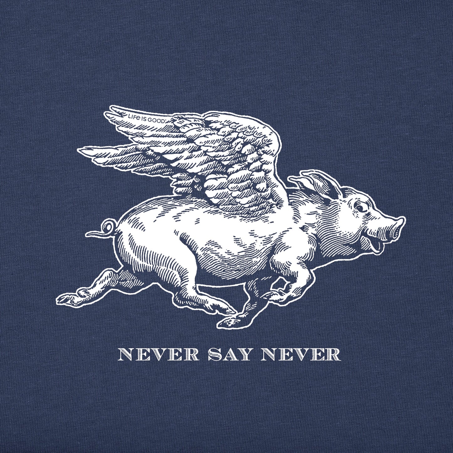 Men's Never Say Never Flying Pig Short Sleeve Tee