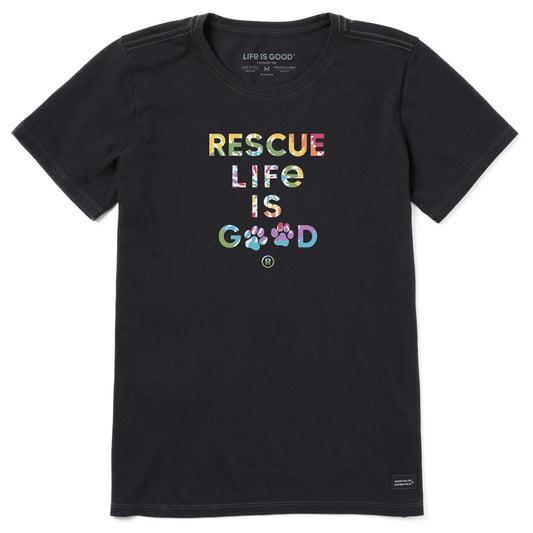 Women's Tie Dye Rescue Life is Good Short Sleeve Crusher Tee
