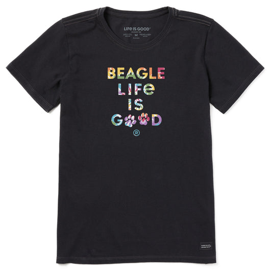 Women's Tie Dye Beagle Life is Good Short Sleeve Crusher Tee