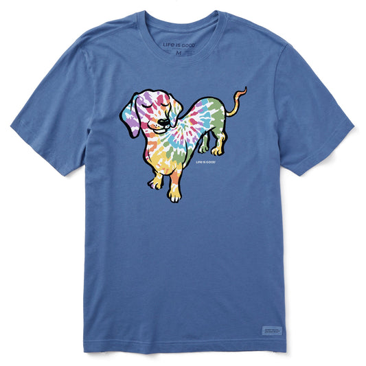 Men's Tie Dye Dog Dachshund Short Sleeve Crusher Tee