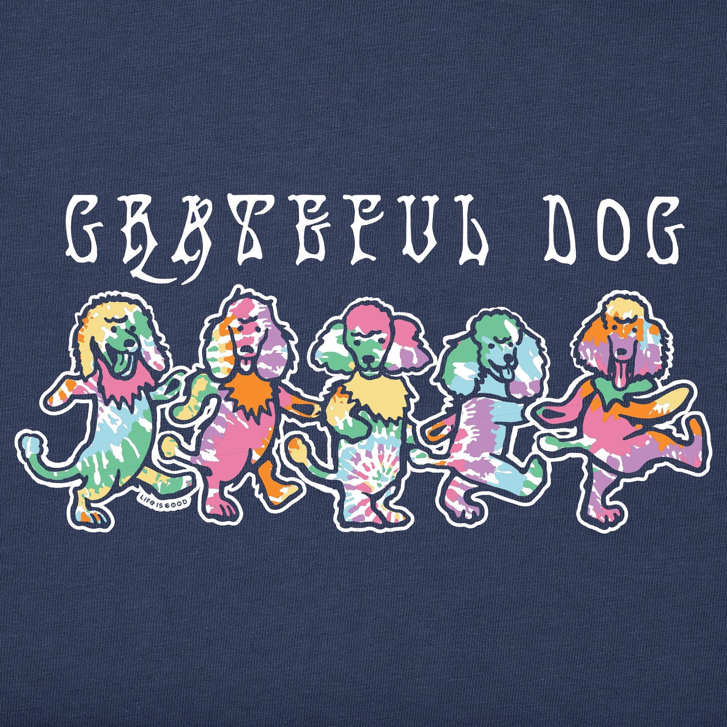 Women's Grateful Tie Dye Poodles Short Sleeve Crusher Vee