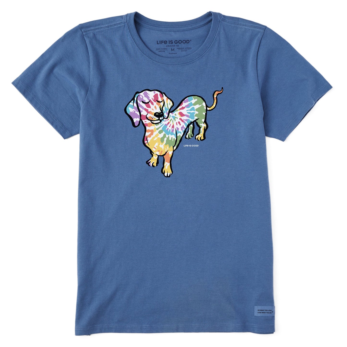 Women's Tie Dye Dog Dachshund Short Sleeve Crusher Tee