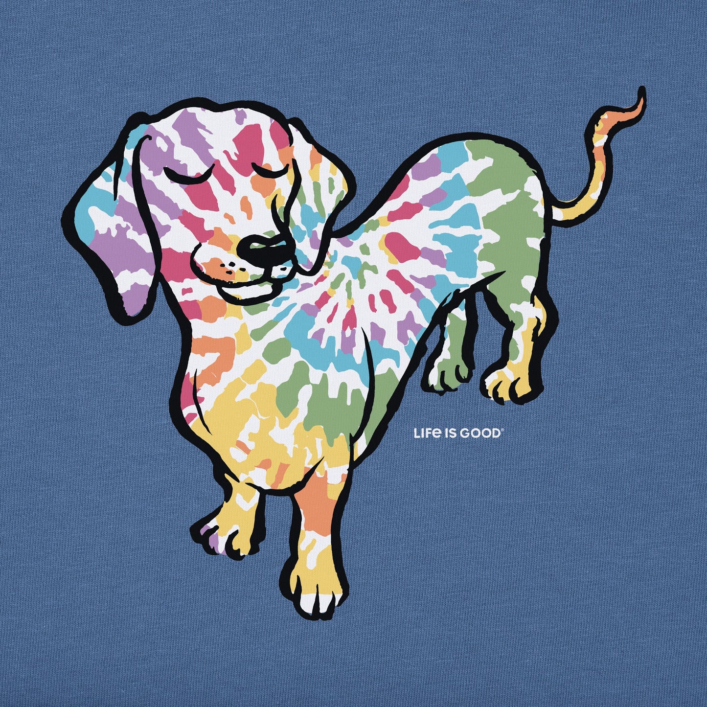 Women's Tie Dye Dog Dachshund Short Sleeve Crusher Tee