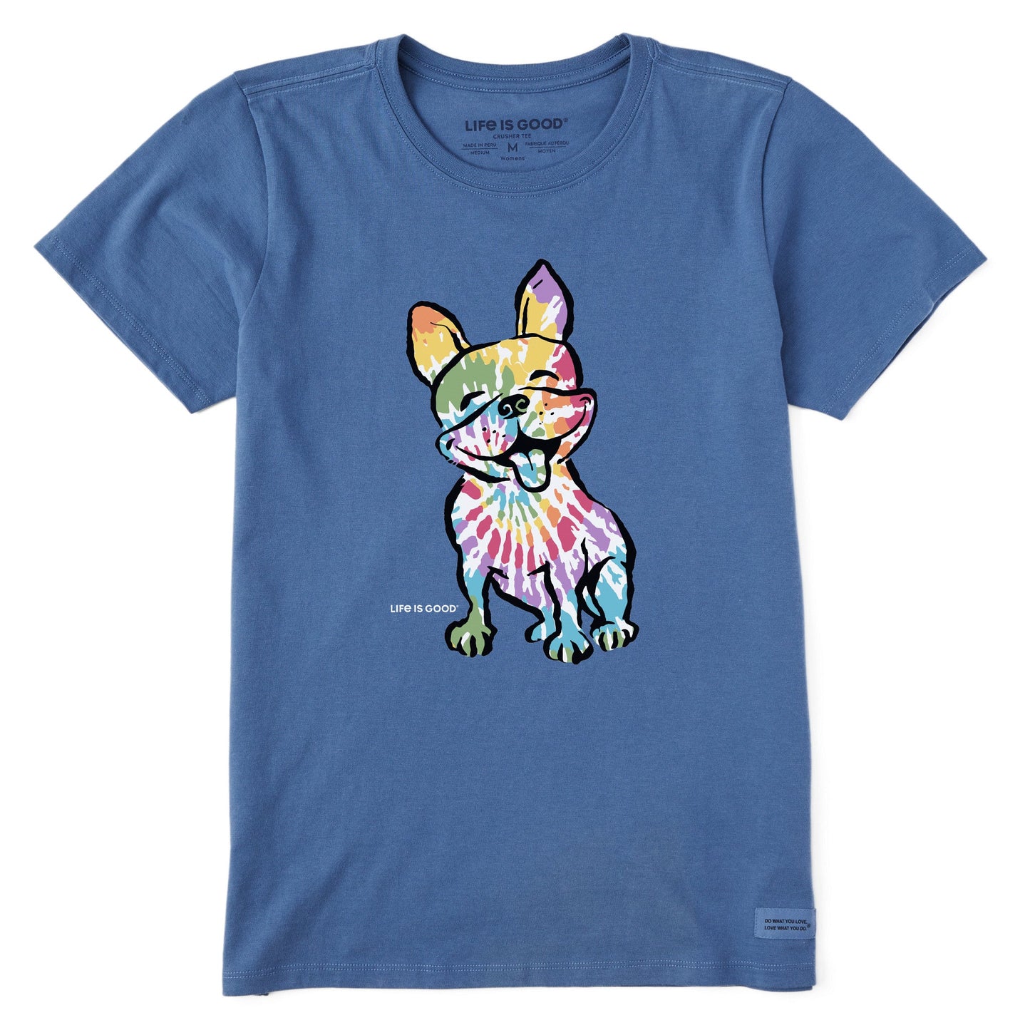 Women's Tie Dye French Bull Dog Short Sleeve Crusher Tee