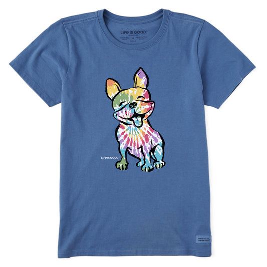 Women's Tie Dye French Bull Dog Short Sleeve Crusher Tee