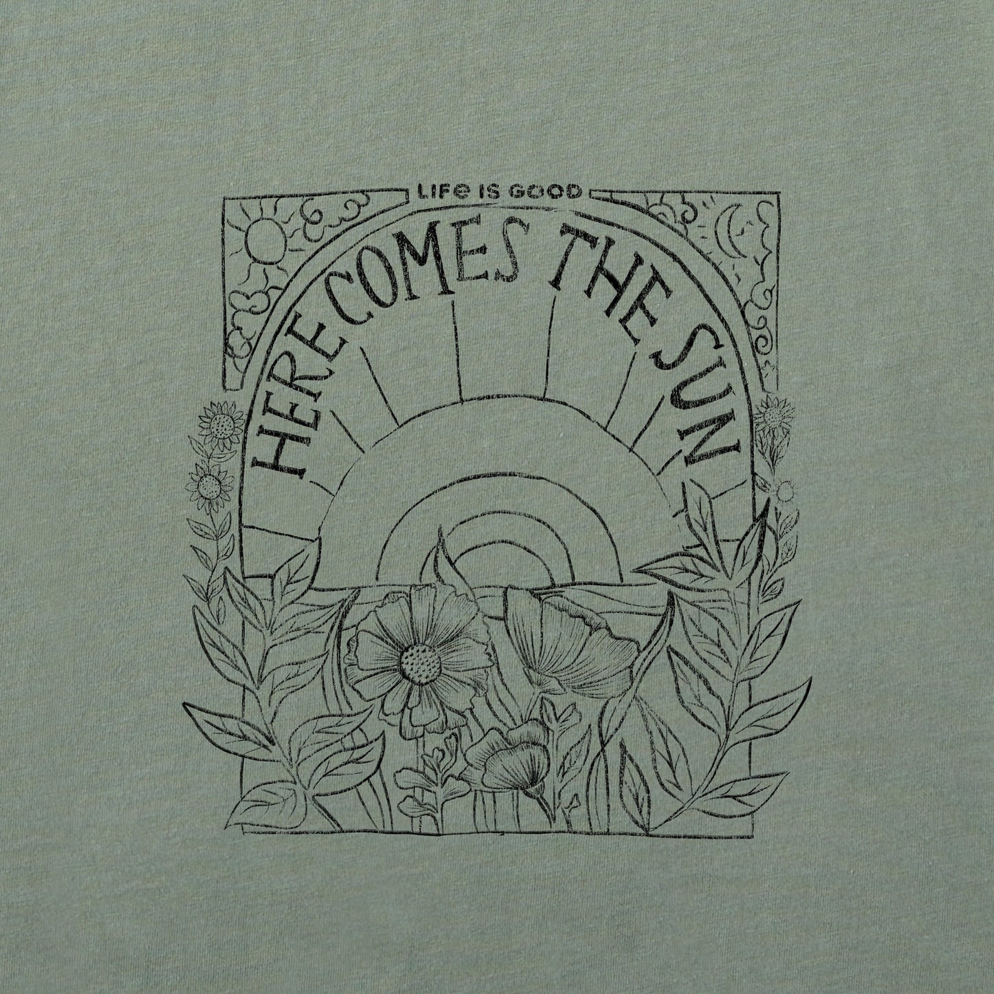 Men's Here Comes The Sun Hippie 1-Color Short Sleeve Crusher Tee