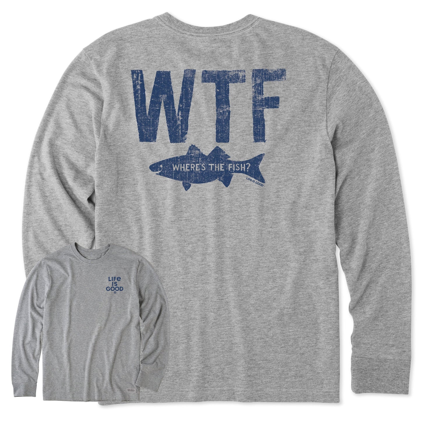 Men's WTF Where's the Fish Long Sleeve Crusher Tee
